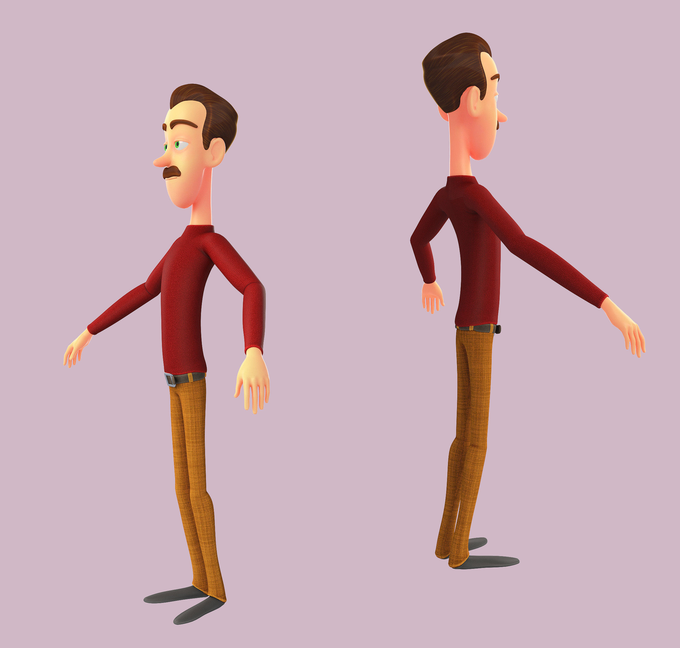 Cartoon Man Journalist Writer 3D model_6
