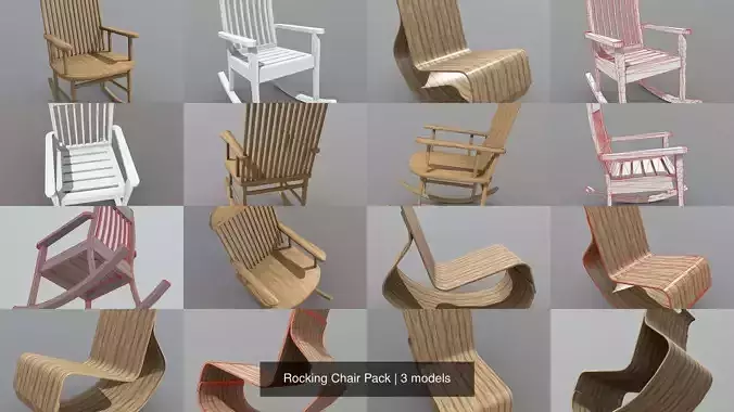 Rocking Chair Pack 3D Model Collection