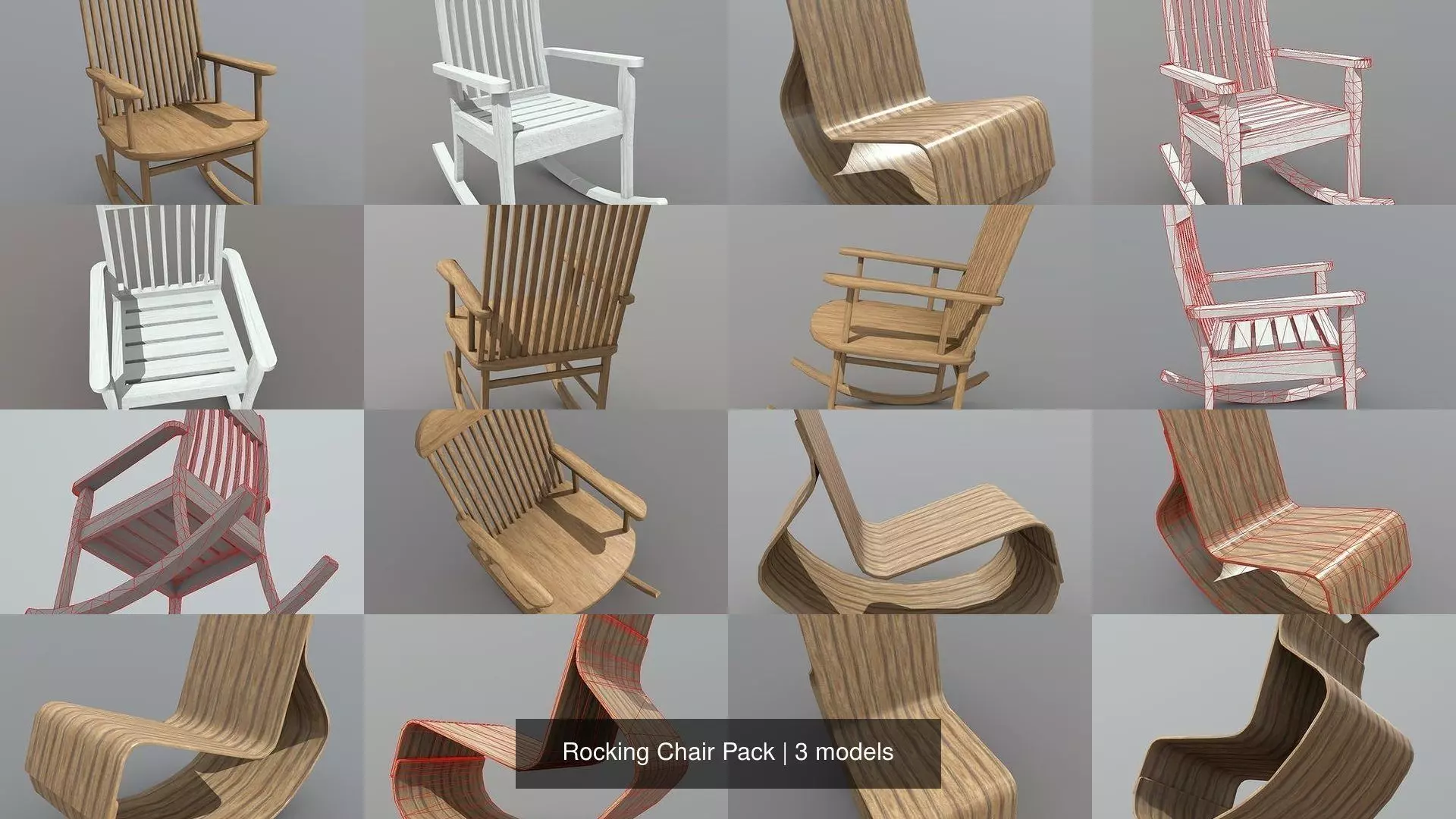 Rocking Chair Pack 3D Model Collection_0