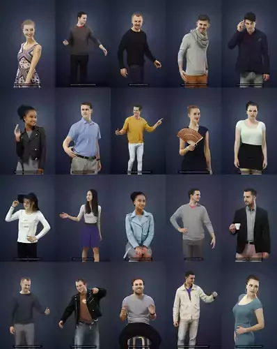 20x Treapl Foreground Casual People Volume 01 Volume 03 3D Model Collection