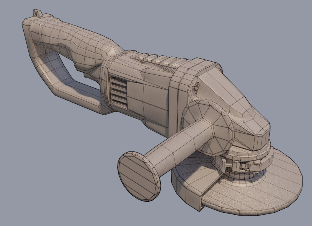 Angle Grinder no brand Low-poly 3D model_3
