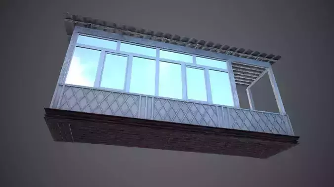 Classic closed balcony for house - 6 Low-poly 3D model