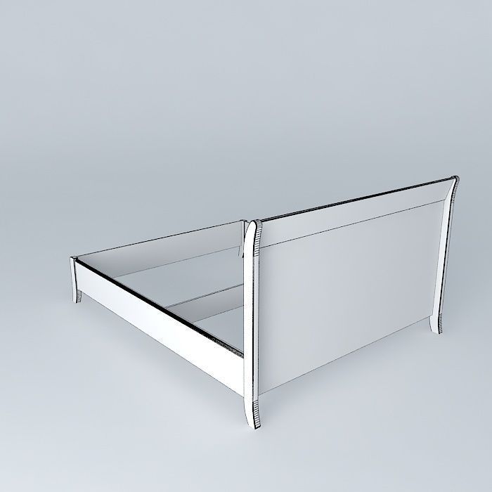 Bed-2 wooden bed frame Free 3D model_4