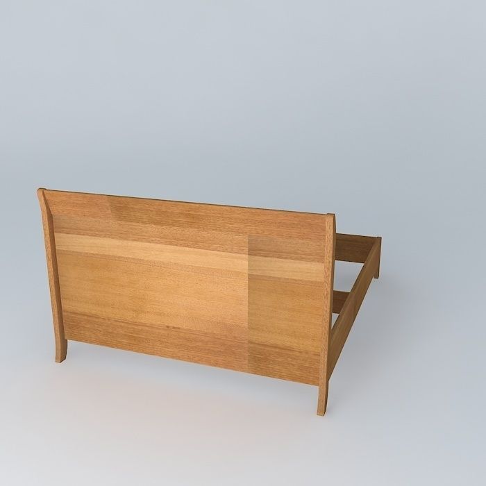 Bed-2 wooden bed frame Free 3D model_1