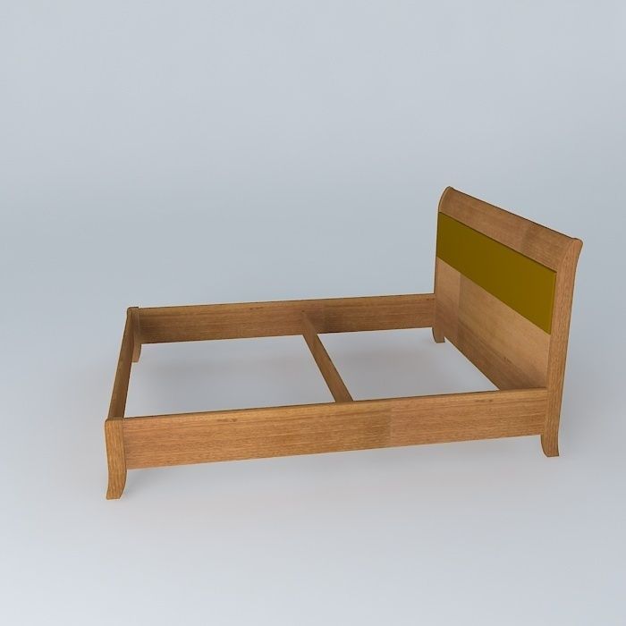 Bed-2 wooden bed frame Free 3D model_2