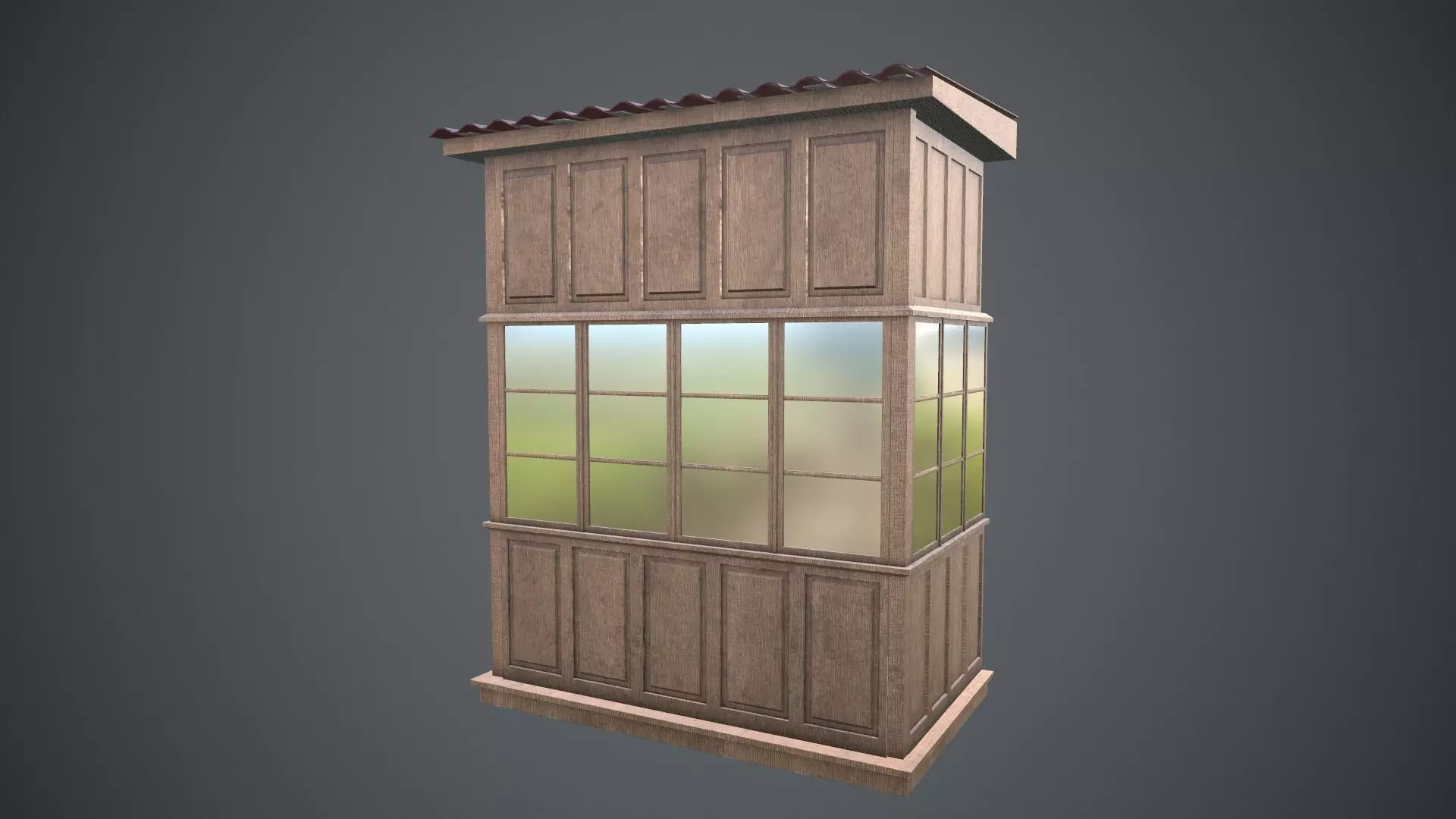 Soviet closed wood balcony for house - A Low-poly 3D model_0
