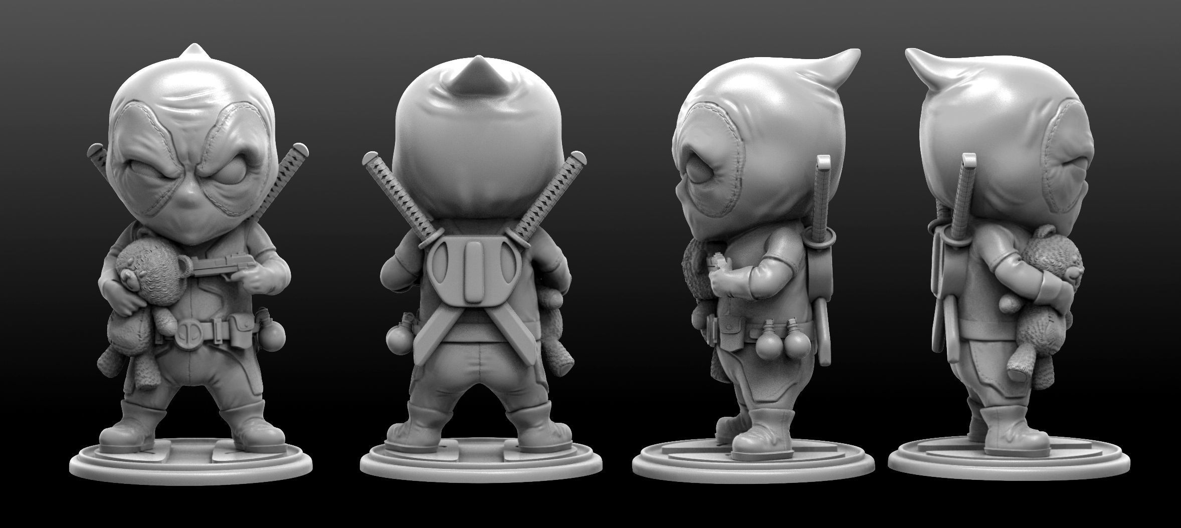 Deadpool chibi badass  3d print model 3D print model_5