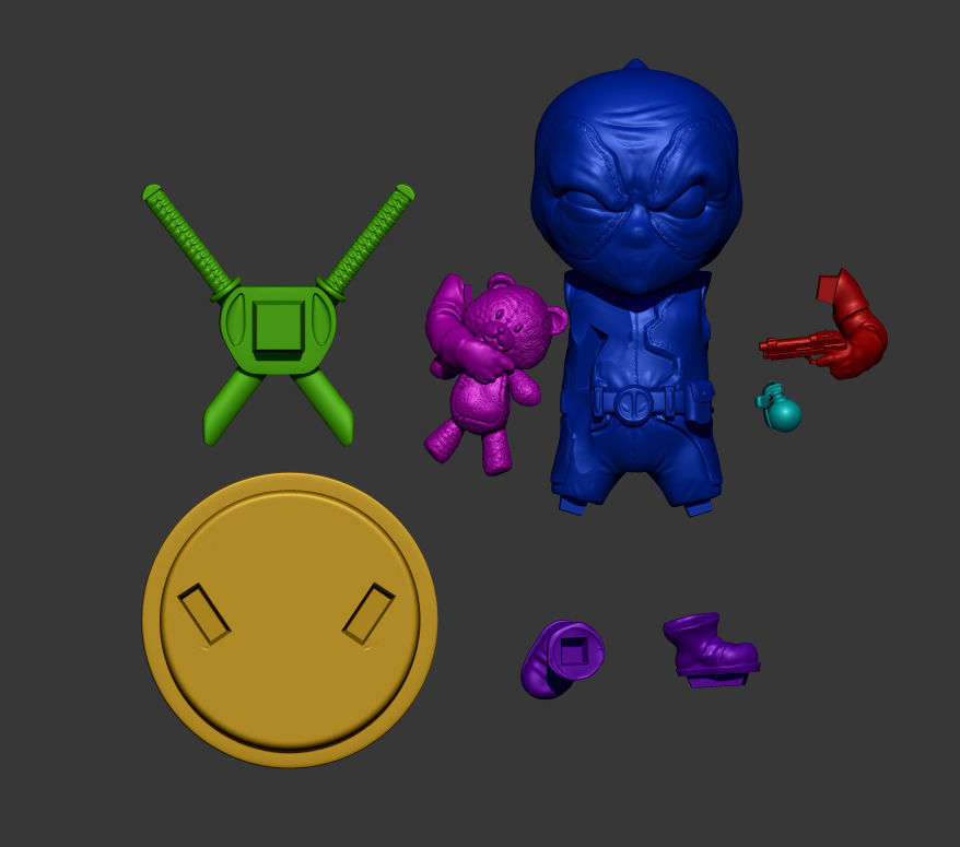 Deadpool chibi badass  3d print model 3D print model_7