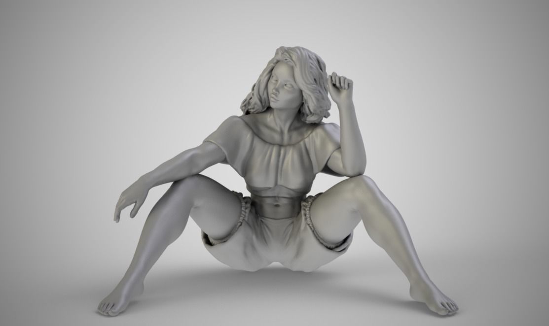 Beautiful Lady with Open Legs 3D print model_6