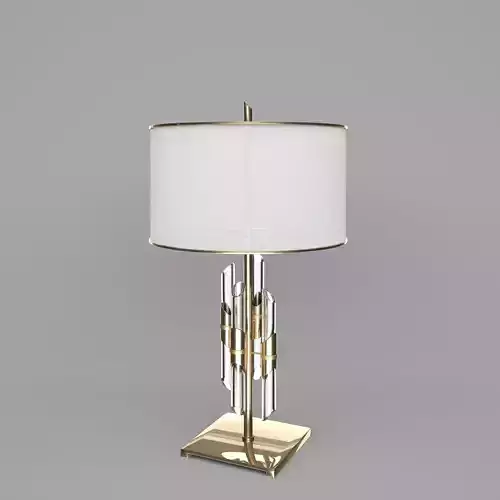 Brass and Crystal Rod Table Lamp