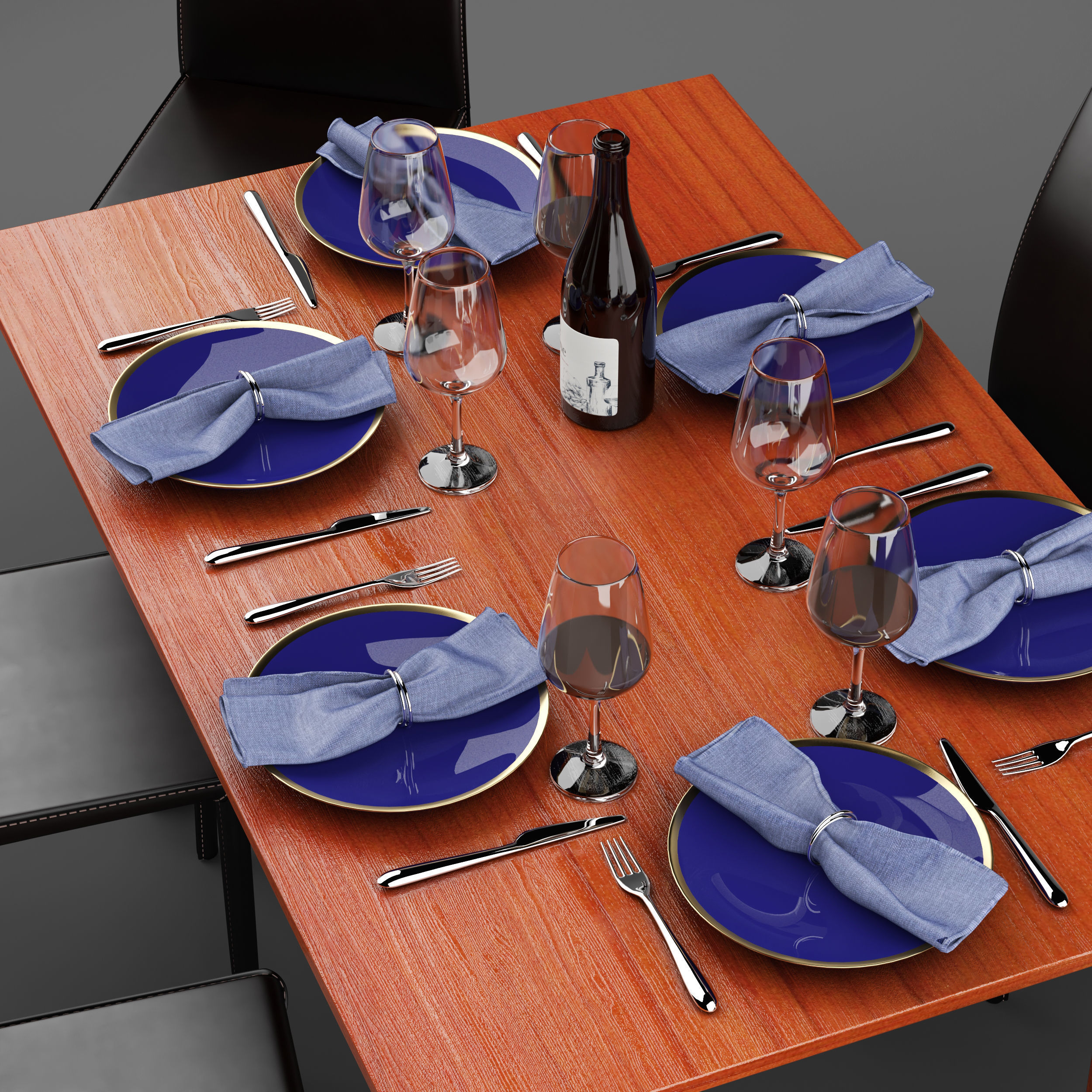 Scandanivian dining table set design  3D model_1