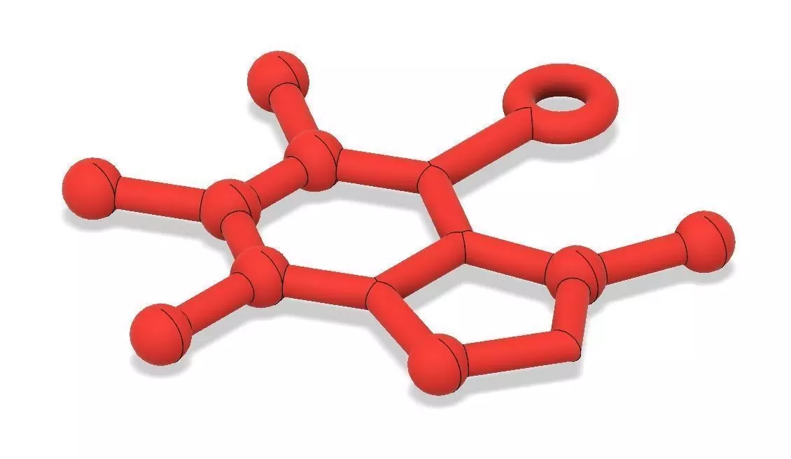 Free Caffeine Molecule Ornament Free 3D print model_0