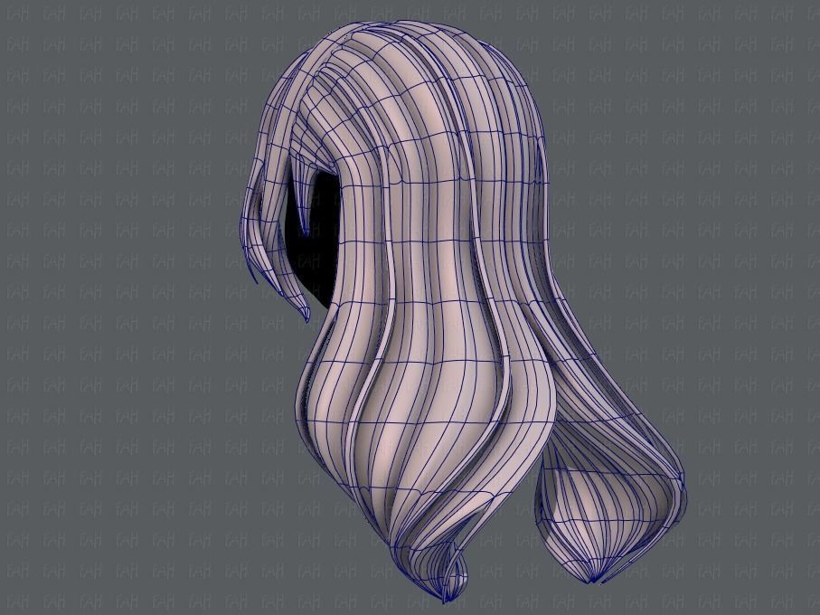 3D Hair style for girl V51 Low-poly 3D model_14