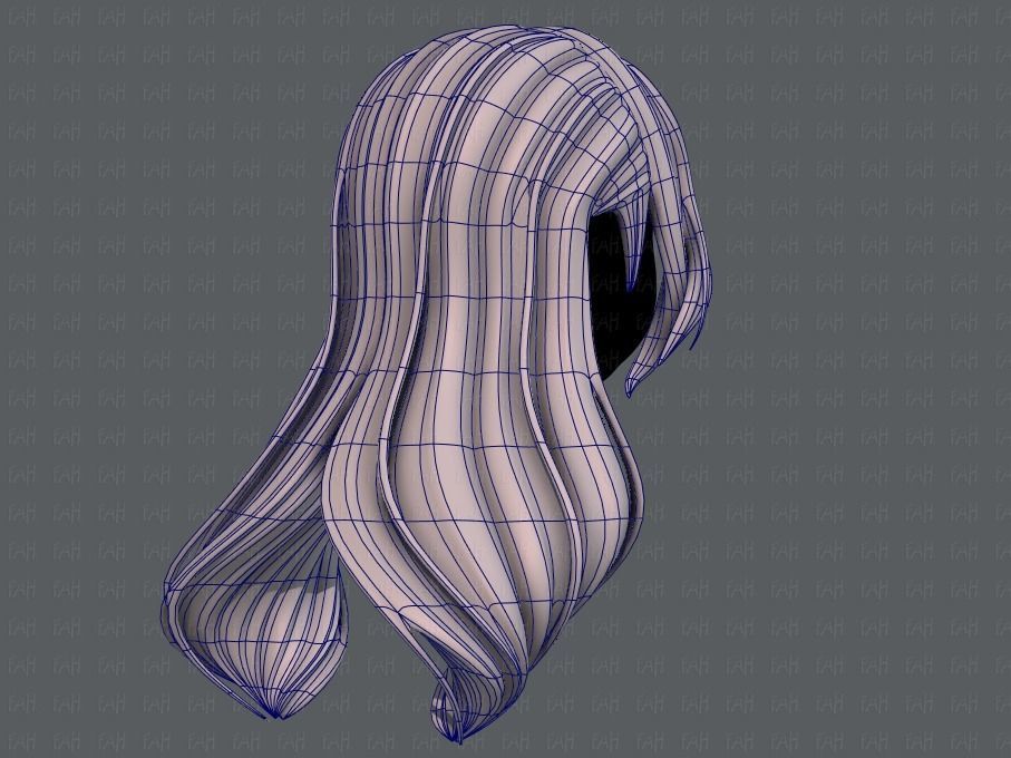 3D Hair style for girl V51 Low-poly 3D model_12