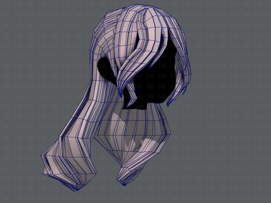 3D Hair style for girl V51 Low-poly 3D model_26