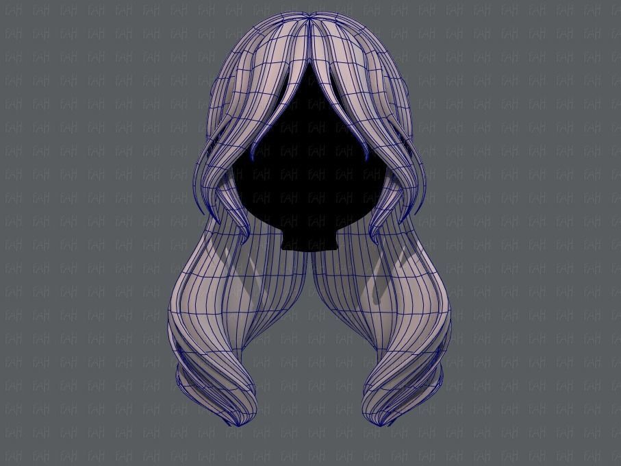 3D Hair style for girl V51 Low-poly 3D model_9