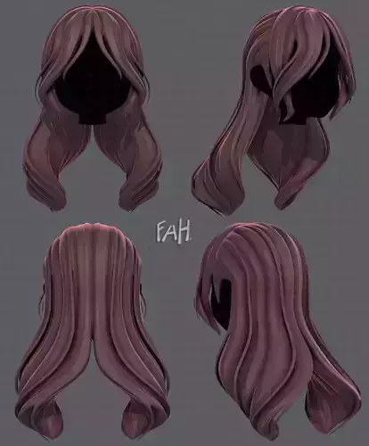 3D Hair style for girl V51 Low-poly 3D model