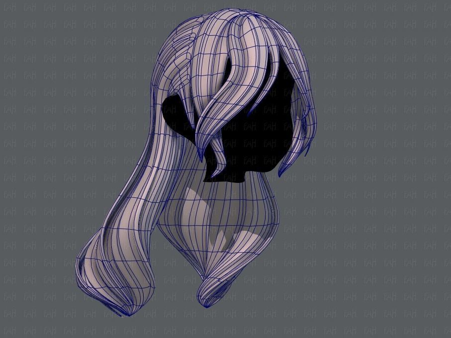 3D Hair style for girl V51 Low-poly 3D model_10