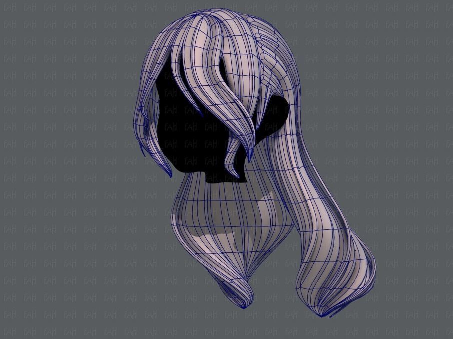 3D Hair style for girl V51 Low-poly 3D model_16