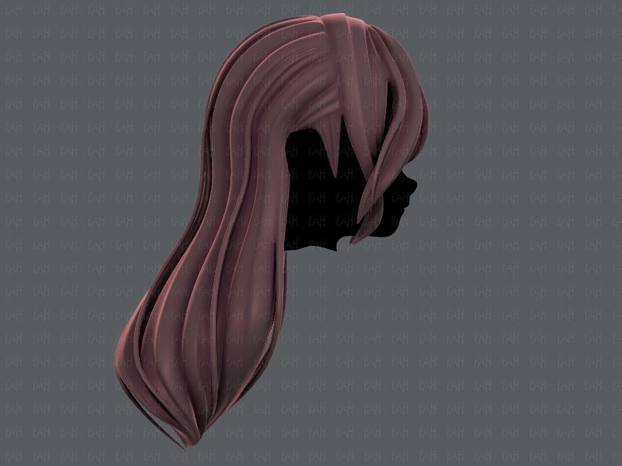 3D Hair style for girl V51 Low-poly 3D model_3