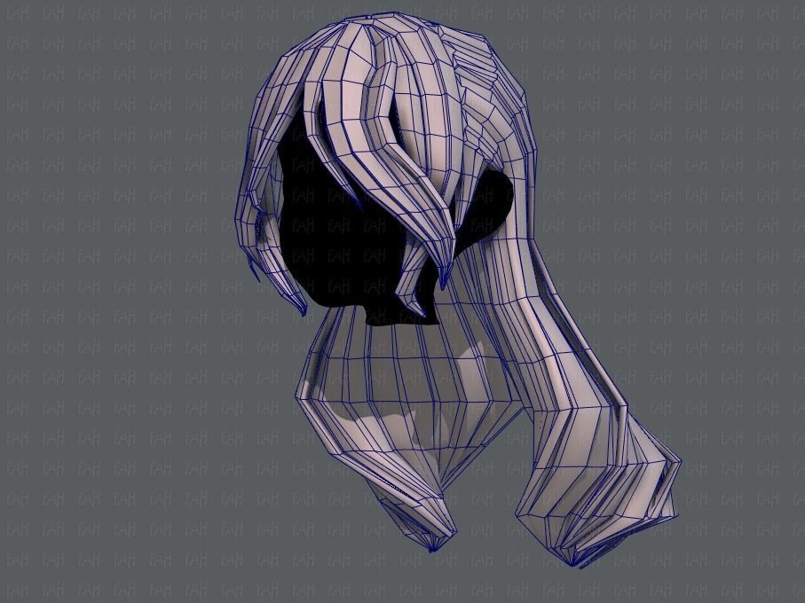 3D Hair style for girl V51 Low-poly 3D model_32