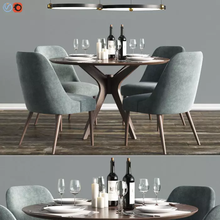 Modern Dinning Set 2 3D model_0