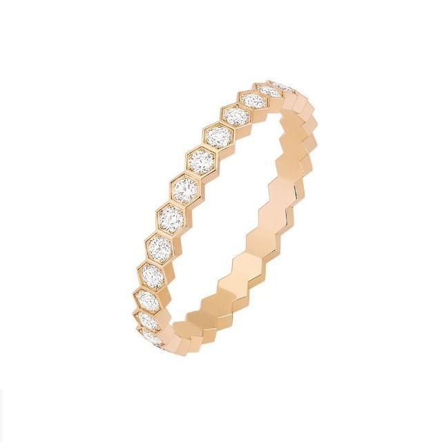 bee collection diamond ring in rose gold 3D print model_7