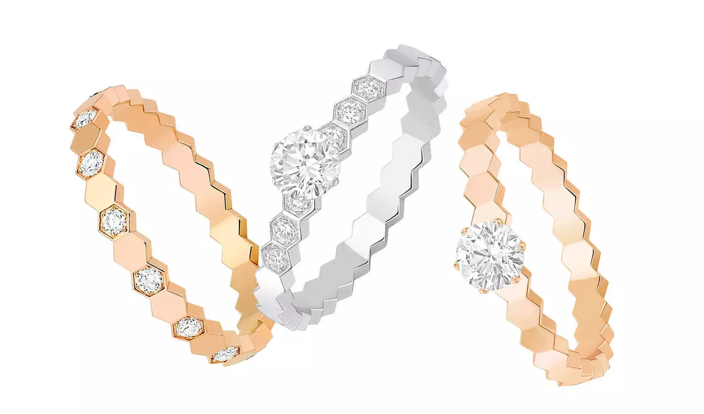 bee collection diamond ring in rose gold 3D print model_0