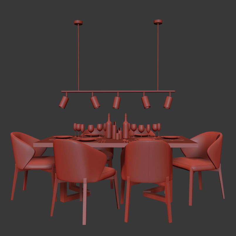 Modern Dinning Set 3 3D model_2