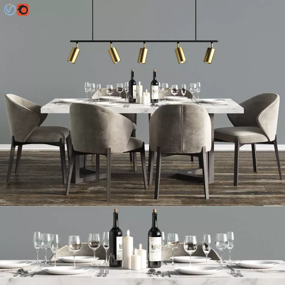 Modern Dinning Set 3 3D model_0