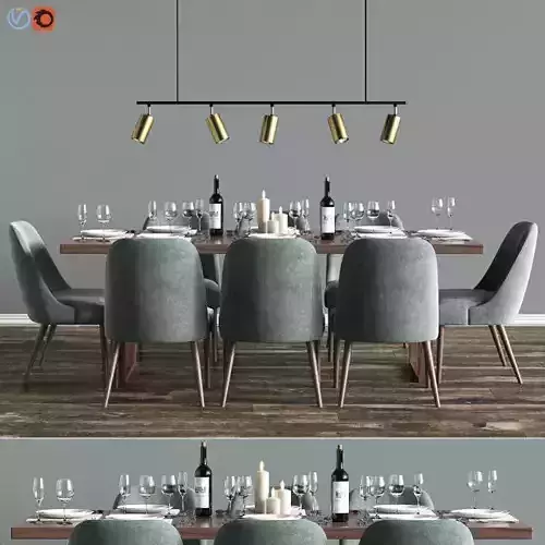 Modern Dinning Set 6 3D model