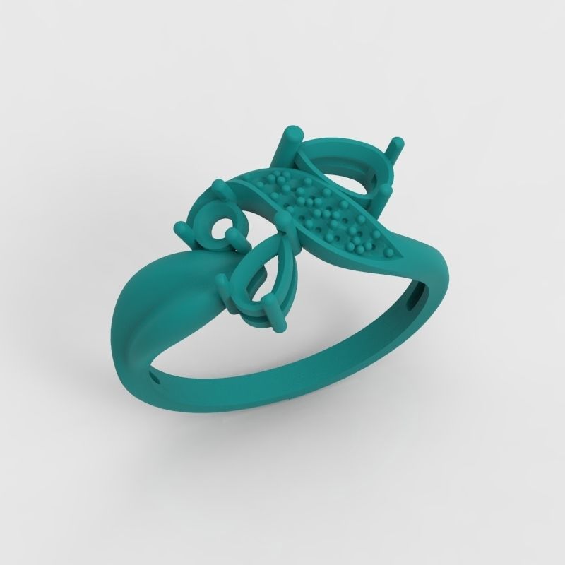 Design Women ring with gems and diamonds 3dm stl 3D print model 3D print model_12