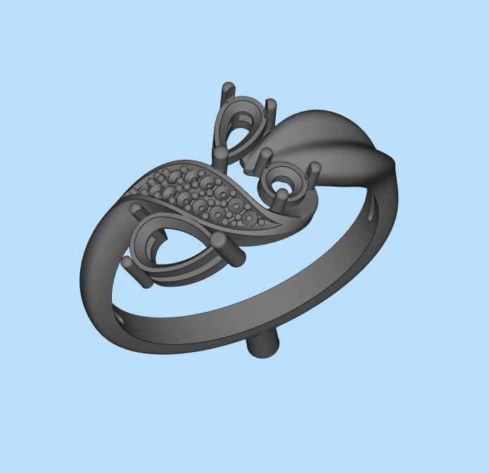 Design Women ring with gems and diamonds 3dm stl 3D print model 3D print model_30