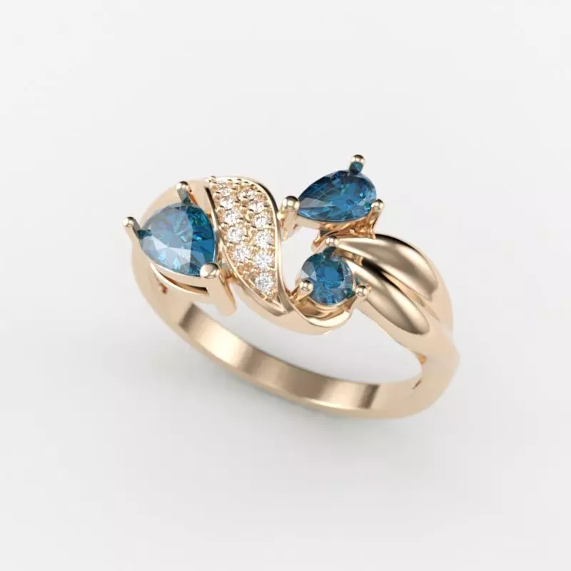 Design Women ring with gems and diamonds 3dm stl 3D print model 3D print model_0