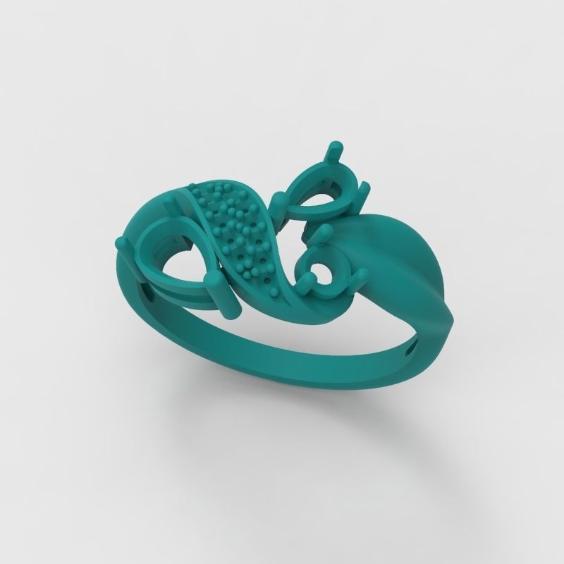 Design Women ring with gems and diamonds 3dm stl 3D print model 3D print model_13