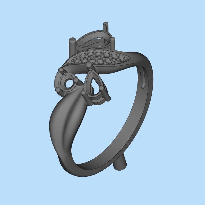Design Women ring with gems and diamonds 3dm stl 3D print model 3D print model_23