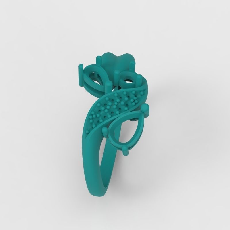 Design Women ring with gems and diamonds 3dm stl 3D print model 3D print model_14