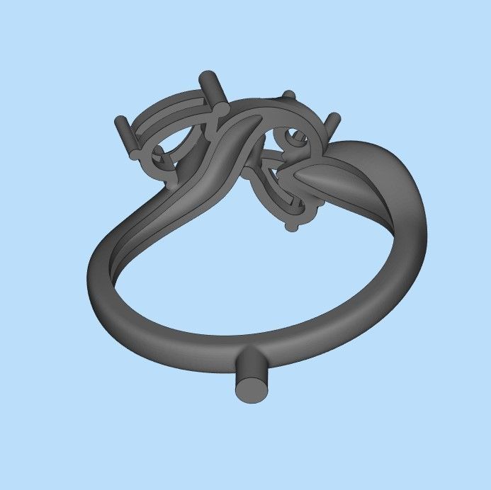 Design Women ring with gems and diamonds 3dm stl 3D print model 3D print model_29