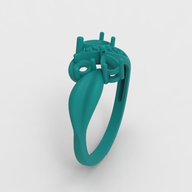 Design Women ring with gems and diamonds 3dm stl 3D print model 3D print model_16