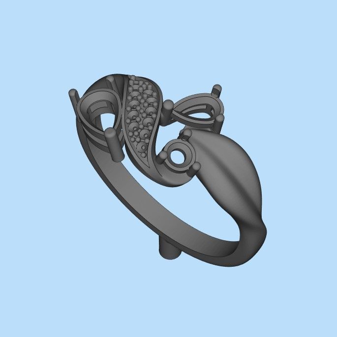 Design Women ring with gems and diamonds 3dm stl 3D print model 3D print model_31