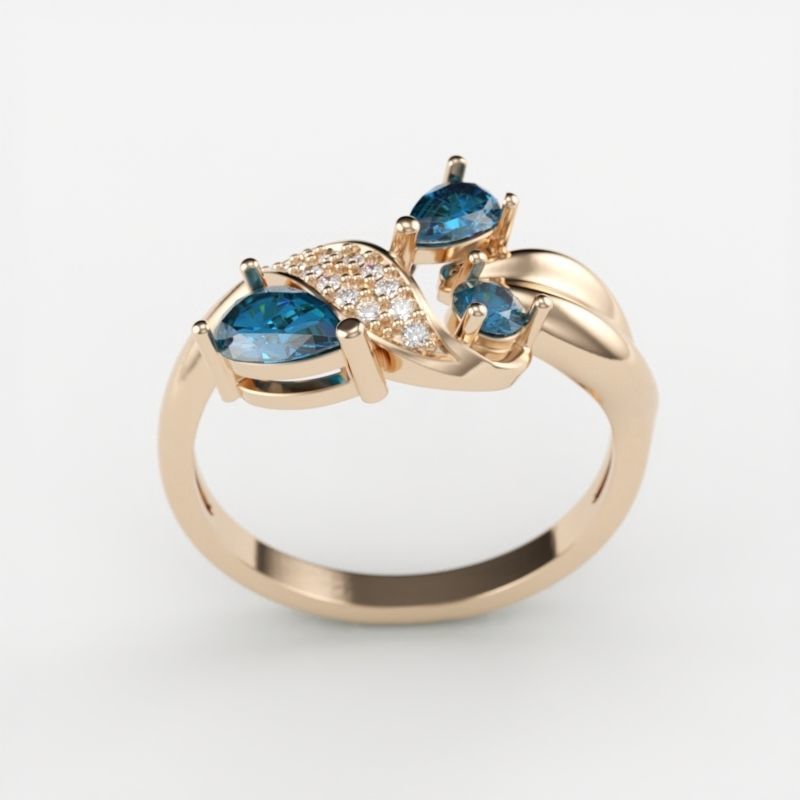 Design Women ring with gems and diamonds 3dm stl 3D print model 3D print model_3