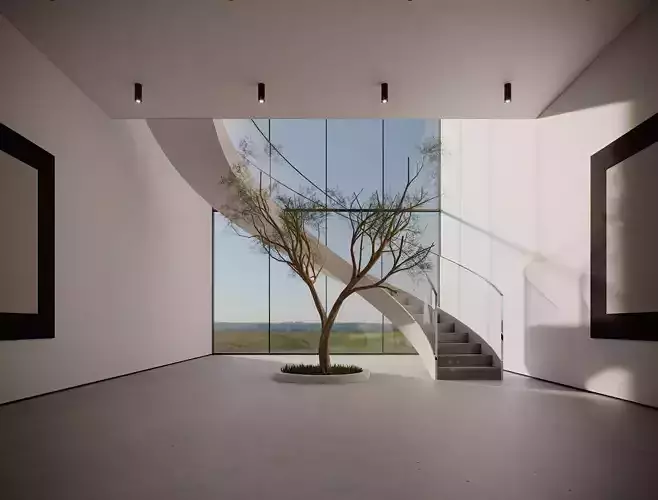 VR Staircase Art Gallery 2018 Baked Max Unreal 3D model