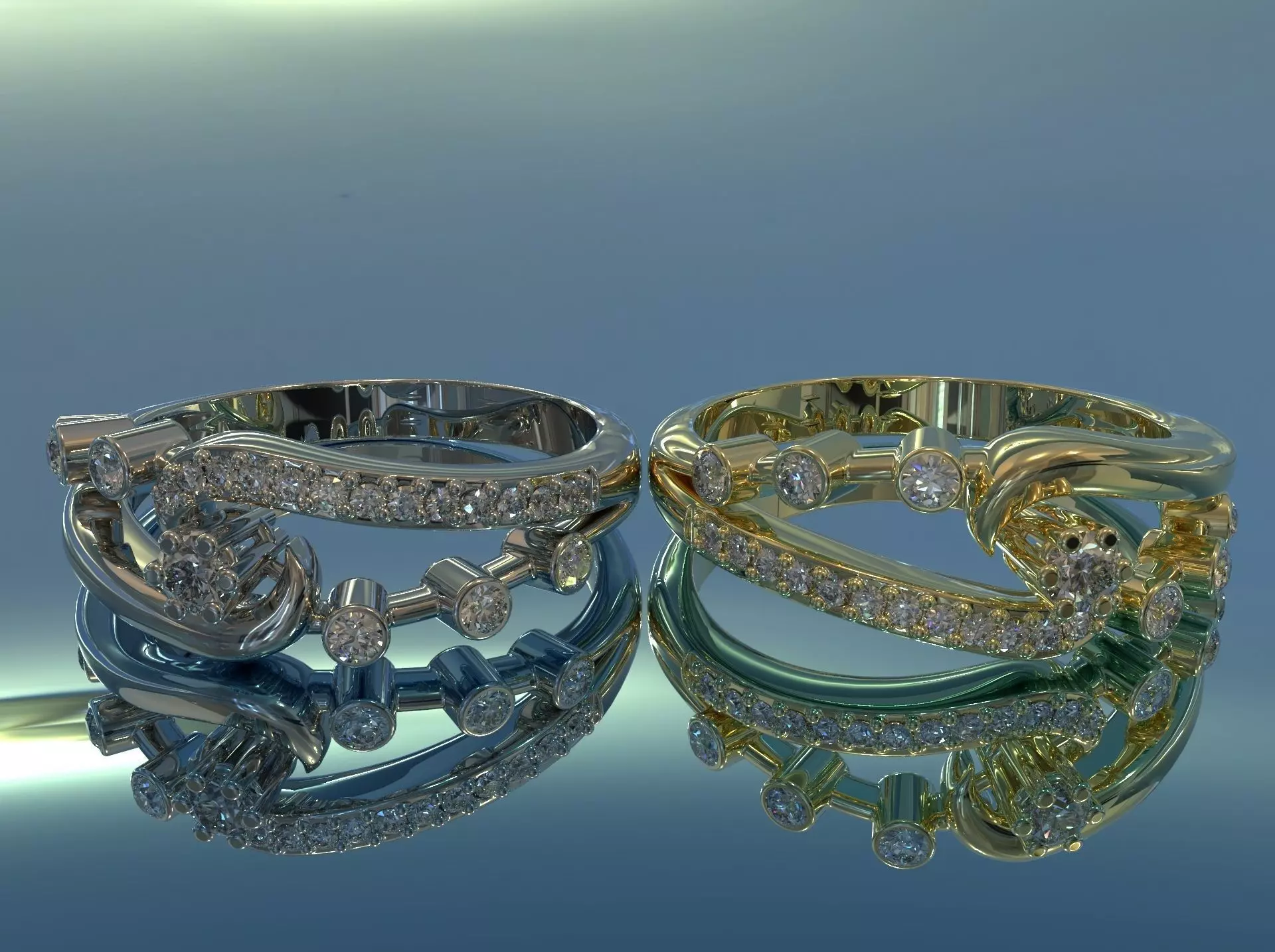 Ring with diamonds 12 3D print model_0