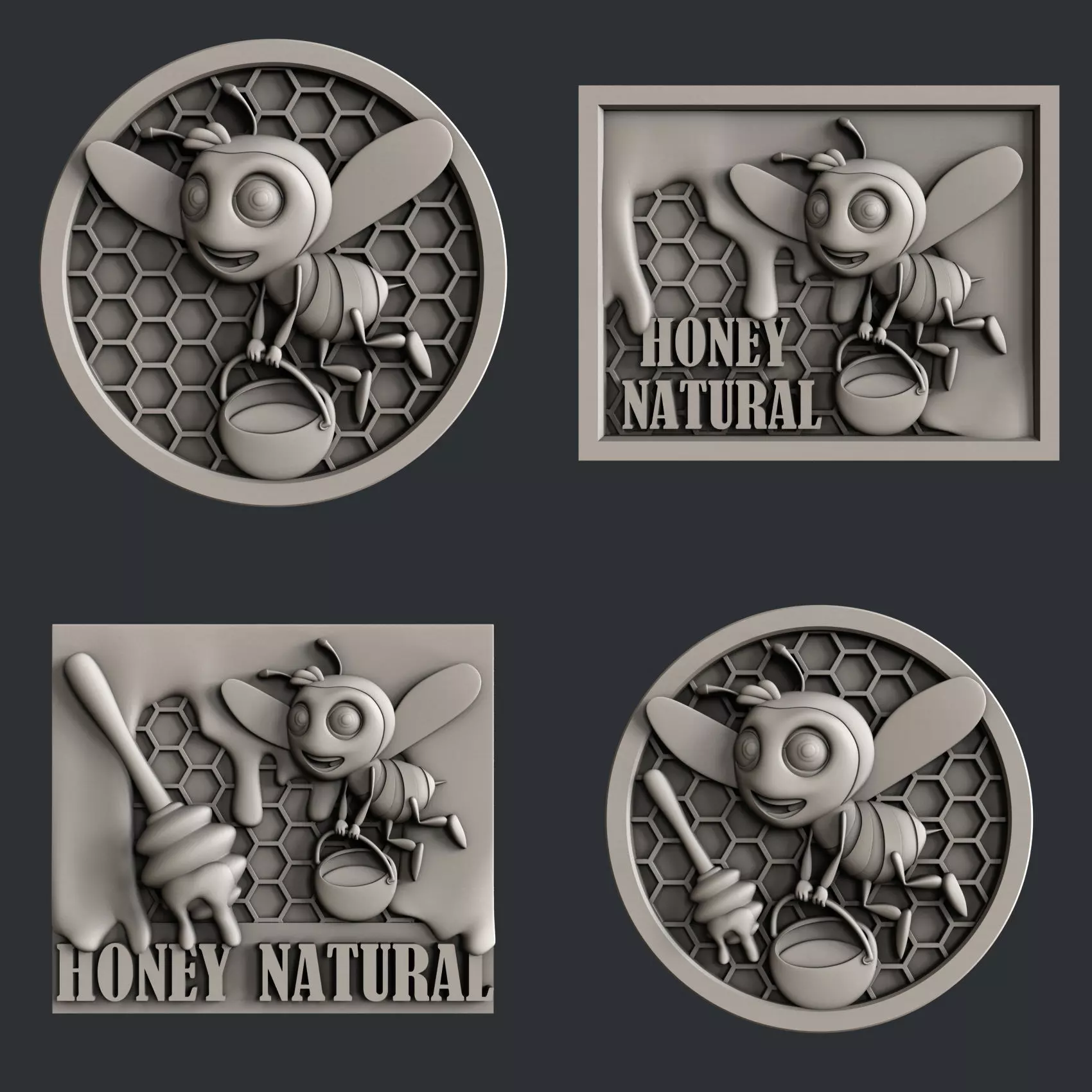 3d STL models for CNC router Honey set 3D model_0