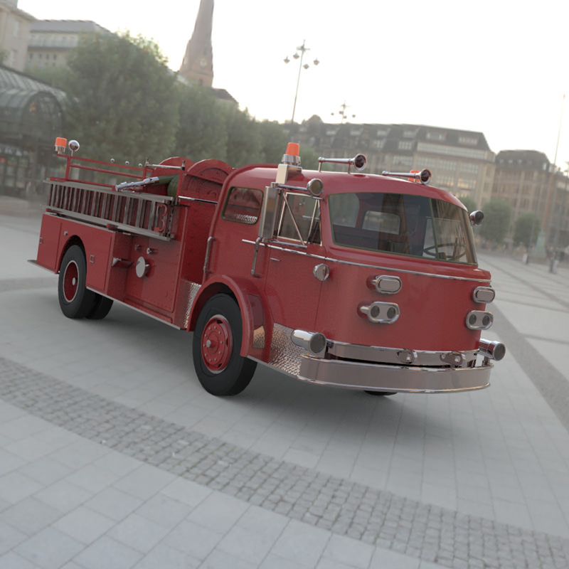 Pumper vintage fire truck - vintage fire truck 3D model_8