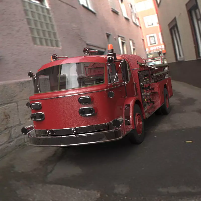 Pumper vintage fire truck - vintage fire truck 3D model_0