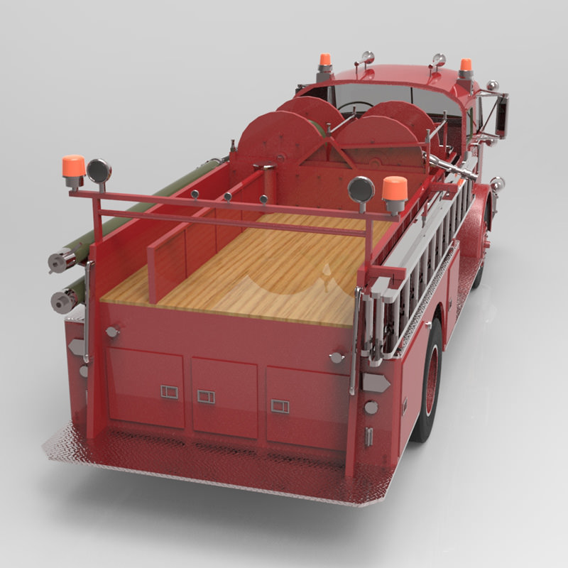 Pumper vintage fire truck - vintage fire truck 3D model_5
