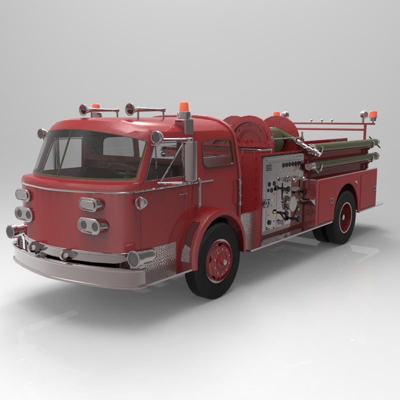 Pumper vintage fire truck - vintage fire truck 3D model_1