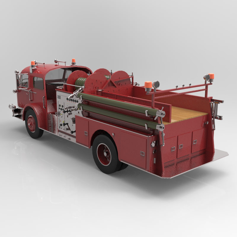 Pumper vintage fire truck - vintage fire truck 3D model_4