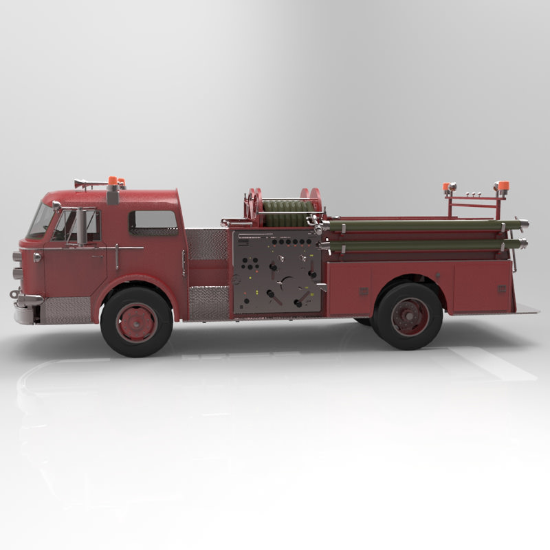 Pumper vintage fire truck - vintage fire truck 3D model_2